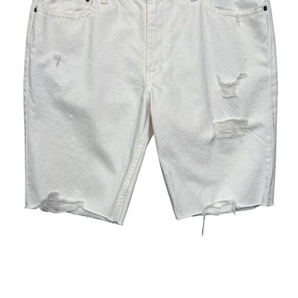 Levis Men's 511 Slim Cut Off White Distressed‎ Denim Shorts - Picture 4 of 10
